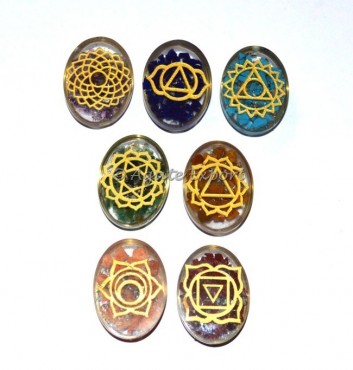 Engraved Orgone Energy Chakra Oval Set