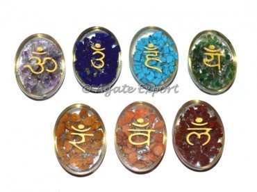 Engraved Sanskrit Orgone Energy Oval Set