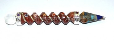 Red Jasper Chakra Twisted Wand with Orgone Pendulu