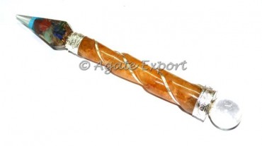 Golend Quartz Wand With Orgone Engery Pendulum