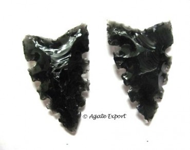 Cuted Black Obsidian Arrowheads