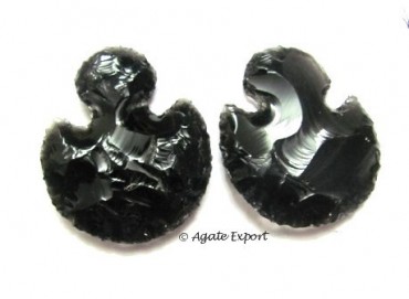 Hook Shape Black Obsidian Arrowheads
