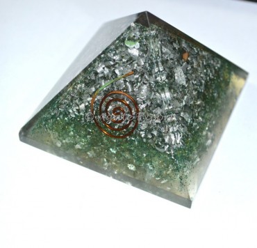 Green Opal With Brass Energy Orgone Pyramid