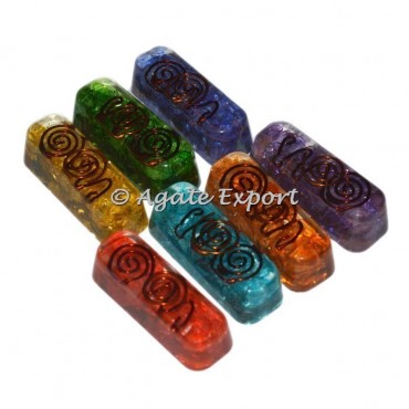 Multi colour crystal long stick Orgonite Cabs