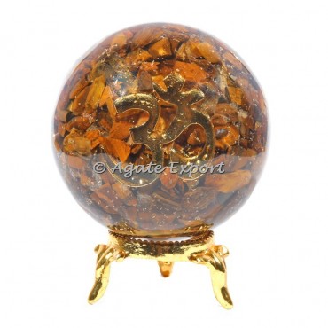 Tiger Eye Orgonite Spheres with OM