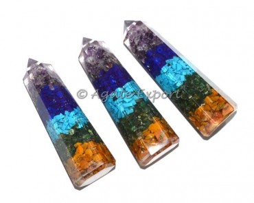 Seven Chakra Orgone Obelisk Point