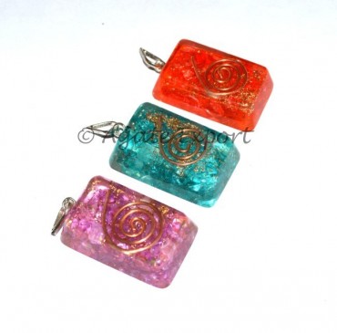 Mix Crystals Ractangale Orgone Pendants