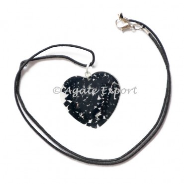 Black Tourmaline Orgone Heart Pendant