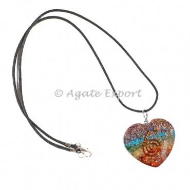 Chakra Stone Orgone Heart Pendants