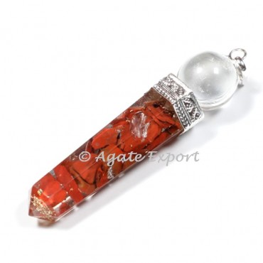 Red Jasper Orgonite Pencil with Ball Pendants