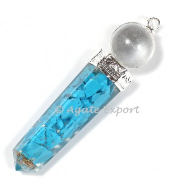 Turquoise Orgonite Pencil With Ball Pendants