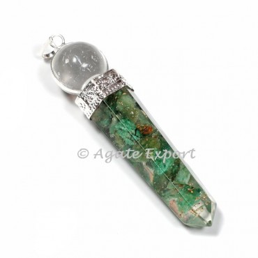 Green Jade Orgonite Pencil With Ball Pendants