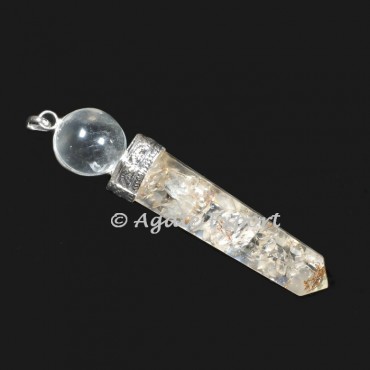 Crystal Quartz Orgonite Pencil With Ball Pendants
