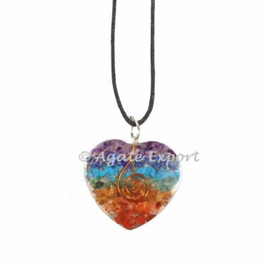 Chakra Layer Orgonite Heart Pendants