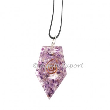 Amethyst Orgonite Pentagon Pendants