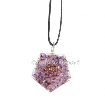 Amethyst Orgonite Heptagon Pendants
