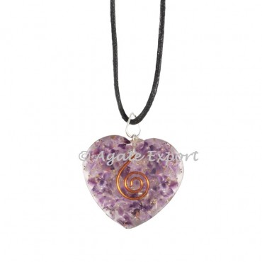 Amethyst Orgonite Heart Pendants