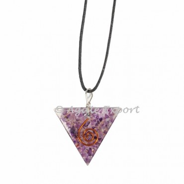 Amethyst Triangle Orgonite Pendants