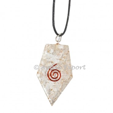 Crystal Quartz Orgonite Pentagon Pendants