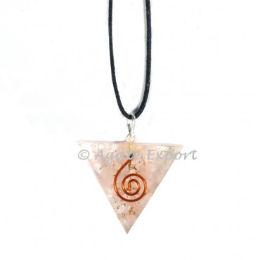 Rose Quartz Orgonite Triangle Pendants