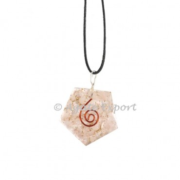 Rose Quartz Orgonite Heptagon Pendants