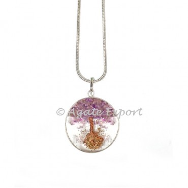 Amethyst Orgonite Tree Pendants