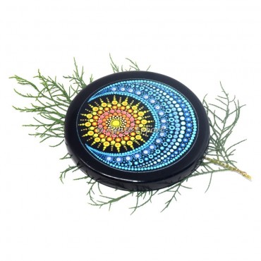 Moon Printed Black Agate Coaster
