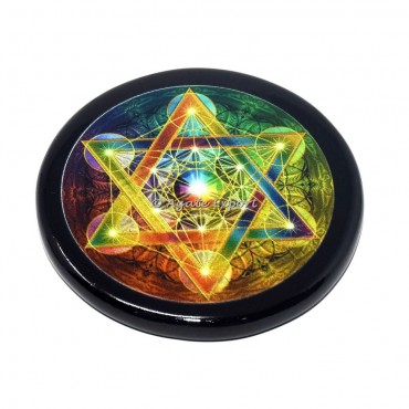 Metatron Printed Black Agate Coaster