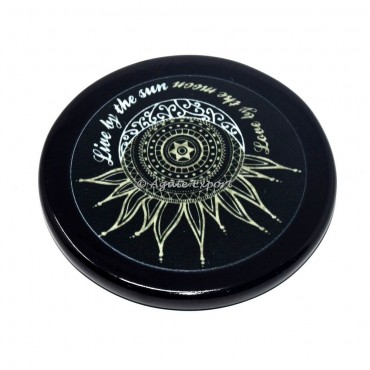 Sun And Moon Printed Black Agate Coaster