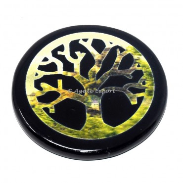 Tree of life Printed Black Agate Coaster