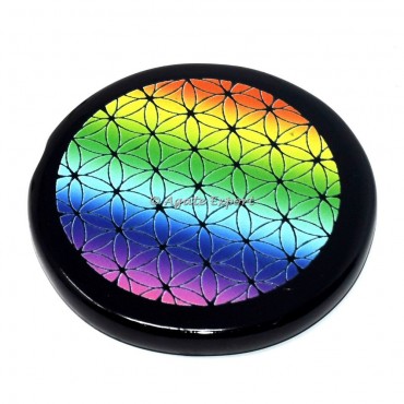 Flower of life Printed Black Agate Coaster