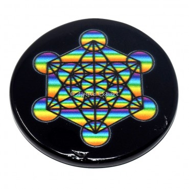 Metatron Printed Black Agate Coaster