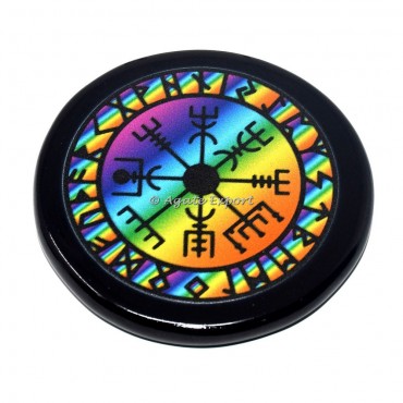 7 Chakra Runic Printed Black Agate Coaster