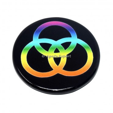 Borromean Rings Printed Black Agate Coaster