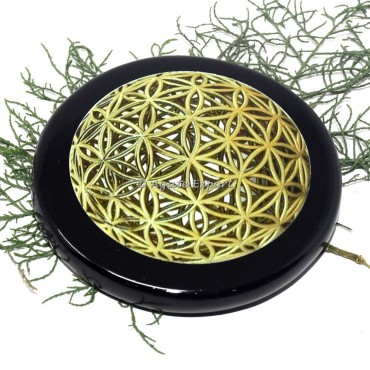 Flower of life printed Black Agate Coaster
