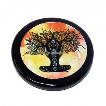Buddha 7 Chakra Black Agate Coaster