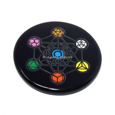 Geometry Metatron Black Agate Coaster