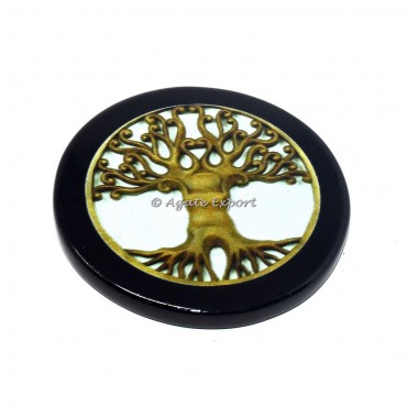 Tree Of life accent Black Agate Coaster