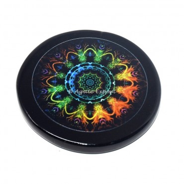 Mandala Printed Black Agate Coaster