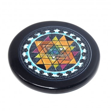 Yantra Black Agate Coaster