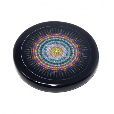 Mandal Seven Chakra Black Agate Coaster