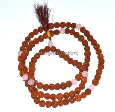 Rudraksha With Rose Quartz Jap Mala