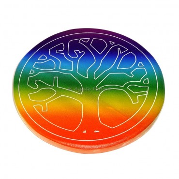 Tree Of Life Engraved Selenite Charging Plate