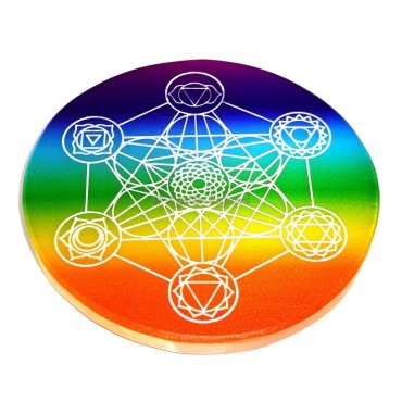 Chakra With Metatron Rainbow Chakra Selenite Charging Plate