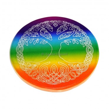 Celtic Tree Of life Engraved Selenite Charging Plate