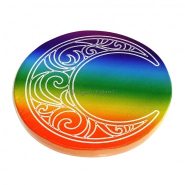Moon Engraved Selenite Charging Plate