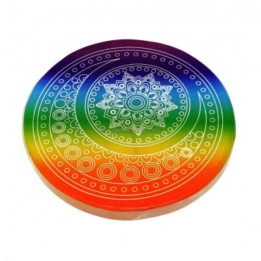 Mandala Moon Engraved Selenite Charging Plate