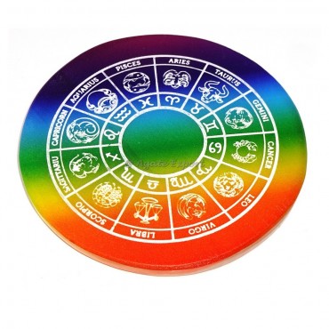 Zodiac Rainbow Engraved Selenite Charging Plate