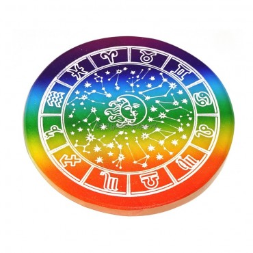 Zodiac Symbol Engraved Selenite Charging Plate