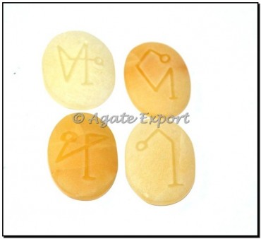 Golden Quartz Embossed Engraved Arch Reiki Sets